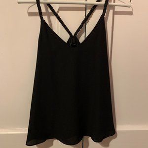 AQUA Black Tank Top W/ Braided Straps
